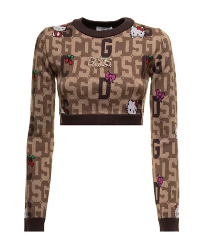 GCDS X HELLO KITTY KNITTED CROP TOP