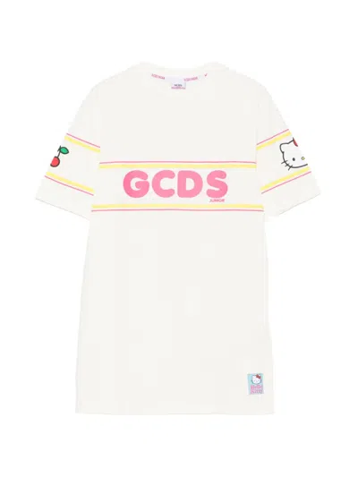 Gcds Kids' X Hello Kitty Logo-print Dress In White