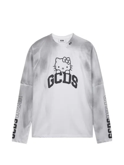 Gcds X Hello Kitty Long-sleeved Cotton T-shirt In Gray