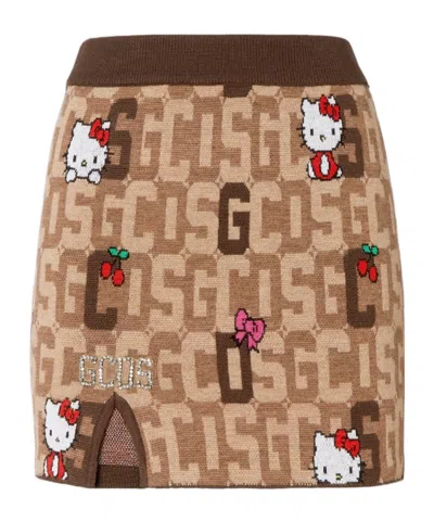 GCDS X HELLO KITTY MONOGRAM KNITTED SKIRT