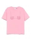 Gcds Crystal Embellished Graphic Print Crew Neck T-shirt In 55 Pink