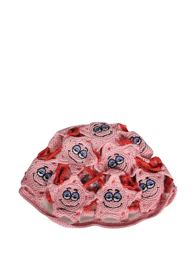Gcds X Spongebob Starfish-embroidered Crochet Hat In Neutral