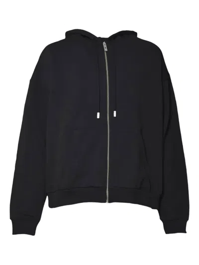 Gcds Black Cotton Lounge Logo Zip-up Hoodie