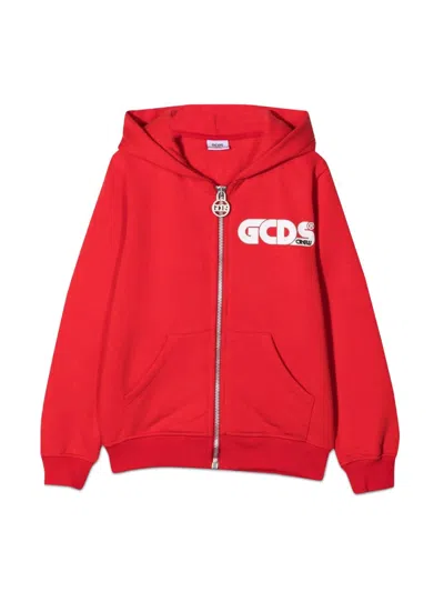 Gcds Kids' Zip Hoodie Boy In Red