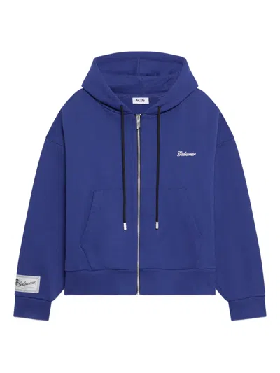 Gcds Zip-up Hoodie In Blue