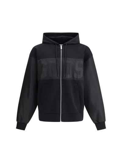 Gcds Black Logo Embossed Hoodie