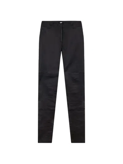 Gcds Zippered Leather Skinny Trousers In Black