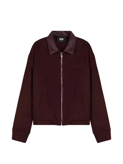 Gcds Zip-up Blouson Jacket In Burgundy