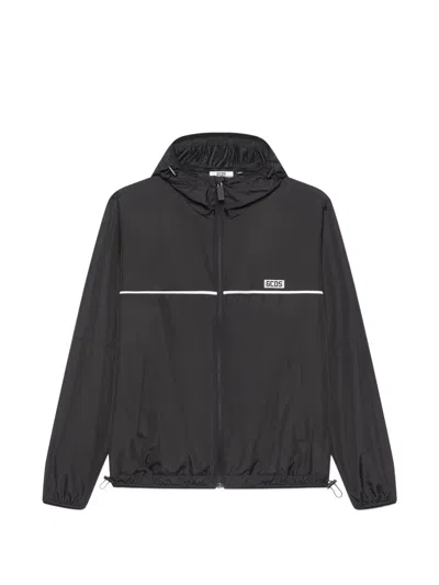 Gcds Zip-up Hooded Jacket In Brown