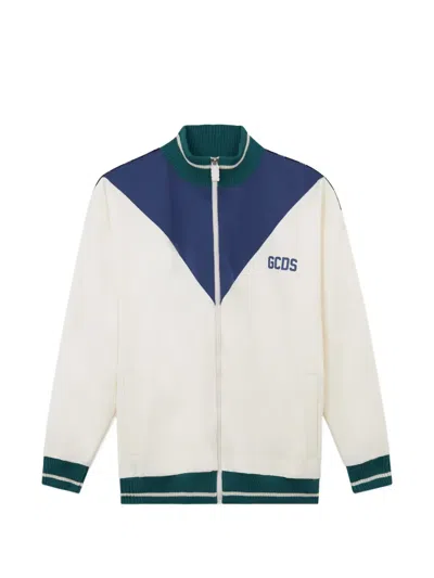 Gcds Zip-up Sweatshirt In White