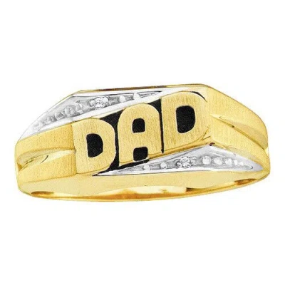 Pre-owned Gd 10kt Yellow Gold 0.01ct-dia Dad" Ring" Fashion Men Band In J-k