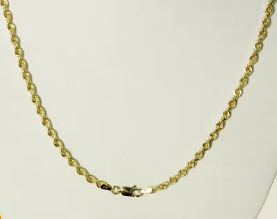 Pre-owned Gd Diamond 3.00mm 24" 20.00gm 14k Solid Yellow Gold Men's Diamond Cut Rope Chain Necklace In No Stone