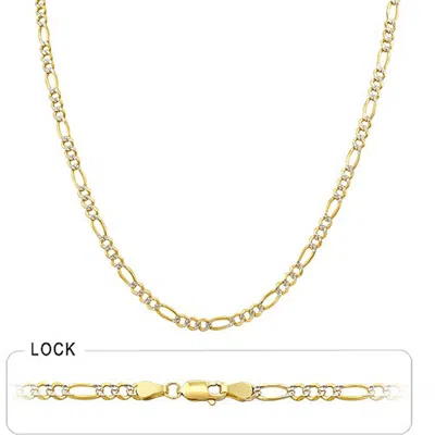 Pre-owned Gd Diamond 3.70mm 24" 11.20g 14k Solid Gold Two Tone Men's Figaro Chain Polished Necklace In Multicolor