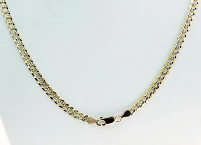 Pre-owned Gd Diamond 5.90mm 20" 20.20gm 14k Gold Two Tone Men's Women's Cuban Pave Chain Necklace In No Stone