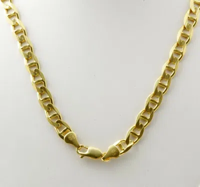 Pre-owned Gd Diamond 5.95mm 18" 27.00gm 14k Yellow Gold Men's Mariner Concave Link Chain Necklace