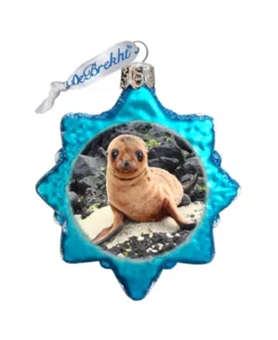 G.debrekht Baby Seal Hand Painted Glass Ornament In Multi