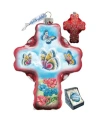 G.debrekht Butterflies Cross Glass Ornament In Multi