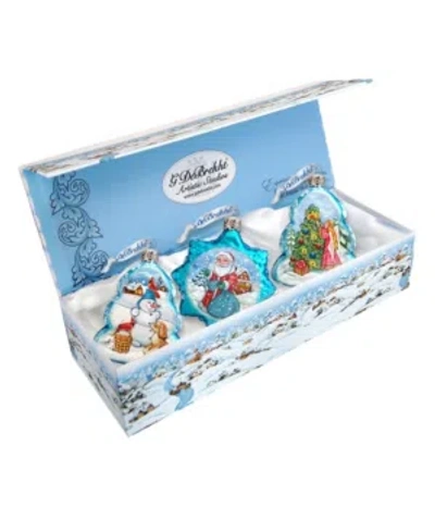 G.debrekht Christmas Glass Ornament - Set Of 3 In Multi