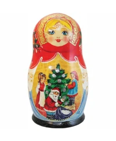 G.debrekht Christmas Night 5-piece Russian Matryoshka Wooden Nested Dolls Set In Multi