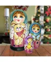G.debrekht Friendship Teddy Bear Matreshka Holiday Nesting Hand-painted Doll, Set Of 3 In Multi Color