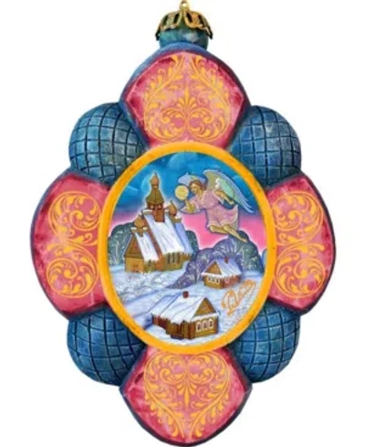 G.debrekht Hand Painted Angel Village Scenic Ornament In Multi