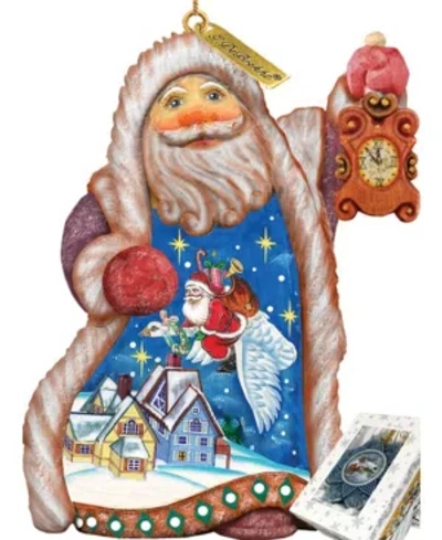 G.debrekht Hand Painted Santa Christmas Goose Ornament Figurine With Scenic Painting In Multi