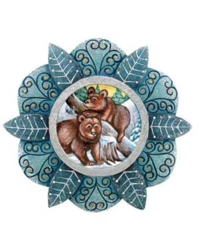 G.debrekht Hand Painted Scenic Ornament Kodiak Family In Multi