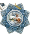 G.debrekht Hand Painted Scenic Ornament Stag Snowfall In Multi