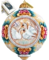 G.debrekht Hand Painted Scenic Ornament Swans Ornament In Multi