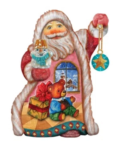 G.debrekht Kids'  Hand Painted Teddy Santa Ornament Figurine With Scenic Painting In Multi