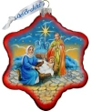 G.debrekht Holy Family Snowflake Limited Edition Scenic Hand Painted Glass Ornament In Multi