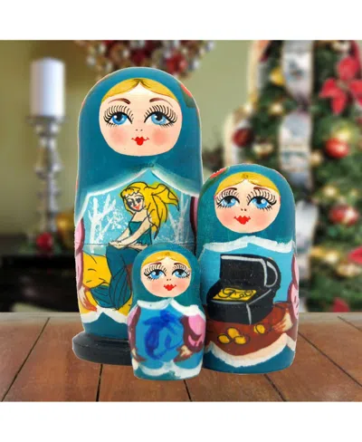 G.debrekht Mermaid Seaworld Treasure Matreshka Holiday Nesting Hand-painted Doll, Set Of 3 In Multi Color