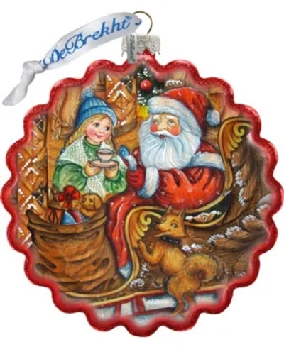 G.debrekht Santa Arrival Wreath Glass Ornament In Multi