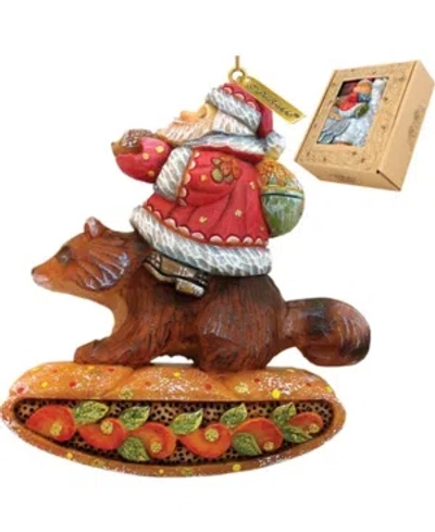 G.debrekht Santa On Raccoon Ornament In Multi