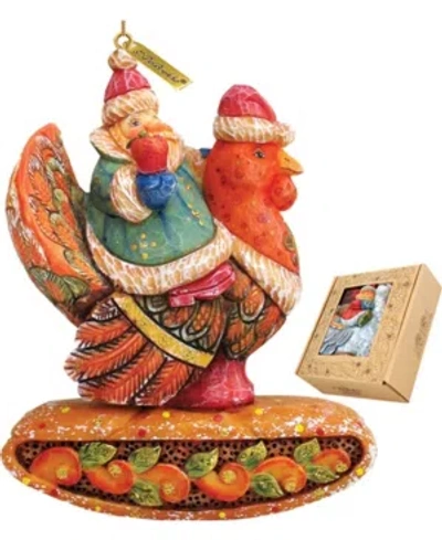 G.debrekht Santa On Turkey Ornament In Multi