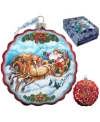 G.debrekht Sleigh Ride Flower Glass Ornament In Multi