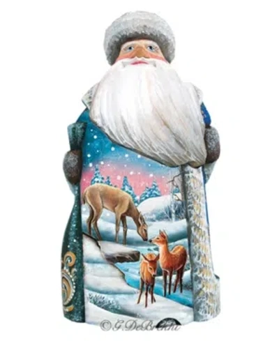 G.debrekht Woodcarved And Hand Painted Santa Deer Crossing Santa Figurine In Multi
