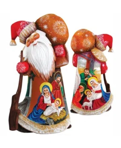 G.debrekht Woodcarved Hand Painted Nativity Santa Figurine In Multi