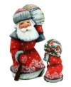 G.debrekht Woodcarved Hand Painted Red Cardinal Santa Figurine In Multi