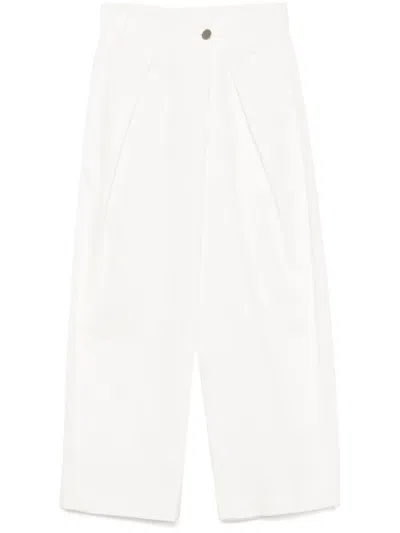 Gdel By Gaze De Lin Asymmetric Tapered Trousers In White