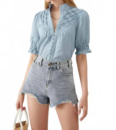 G.d.s. Colette Linen Blouse In Celestial Blue In Multi