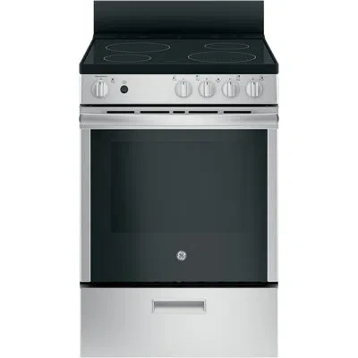 Ge Appliances 24" 2.9 Cu. Ft. Freestanding Electric Range With Modular Backguard In Stainless Steel
