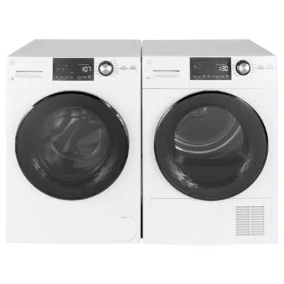 Ge Appliances 2.4 Cu. Ft. Front Load Washer And 4.3 Cu. Ft. Electric Dryer In White
