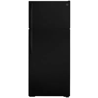 Ge Appliances 28" Counter Depth Top Freezer 17.5 Cu. Ft. Refrigerator In Black