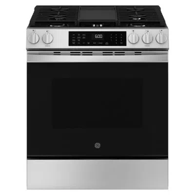 Ge Appliances 30" 5.3 Cubic Feet Smart Natural Gas Slide-in Convection Range In Stainless Steel;black