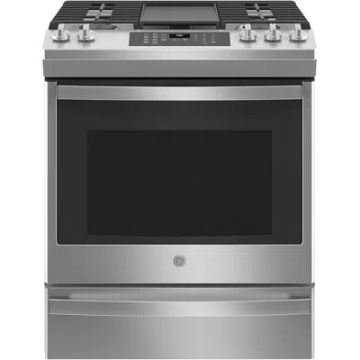 Ge Appliances 30" 5.6 Cu. Ft. Slide-in Gas Range With No Preheat Air Fry And Griddle In Stainless Steel