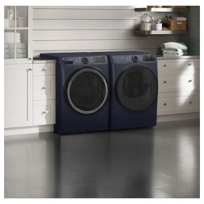 Ge Appliances 7.8 Cubic Feet Cu. Ft. Smart Gas Stackable Dryer With Steam Dry In Sapphire Blue