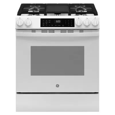 Ge Appliances Ge 30" Slide-in Front-control Convection Gas Range In White