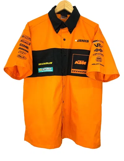 Pre-owned Gear For Sports X Sports Specialties Ktm Racing Team Motor Sports Bowling Shirts/camp Collar In Oren