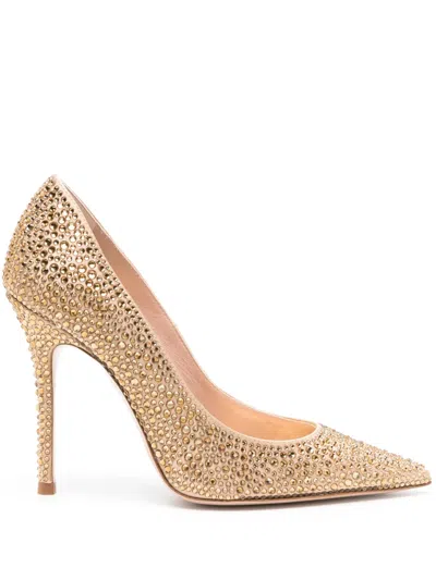 Gedebe 110mm Crystal-embellished Leather Pumps In Neutrals